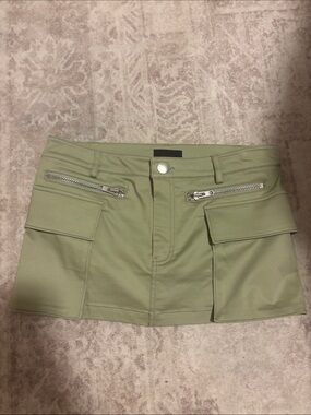 Revolve Olive Green Mini Skirt with Pocket Details